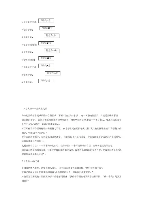 九型人格测试结果分析