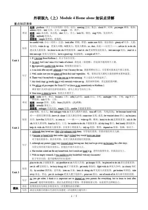 Module 4 Unit 1 外研版英语九年级上册知识点详解