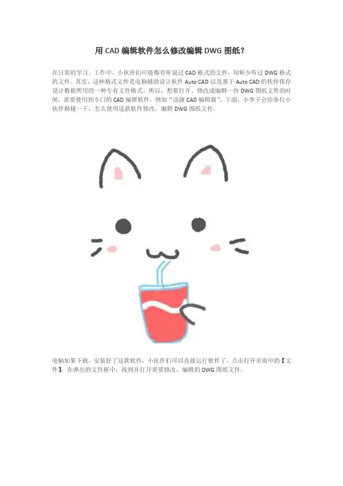 【CAD编辑软件】用CAD编辑软件怎么修改编辑DWG图纸？