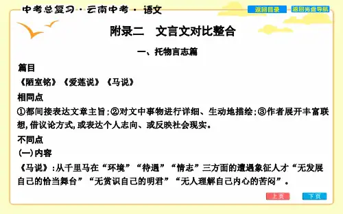 中考总复习 文言文对比整合