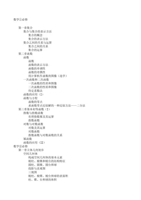 高中数学教材人教B版目录