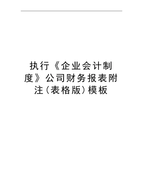最新执行《企业会计制度》公司财务报表附注(表格版)模板