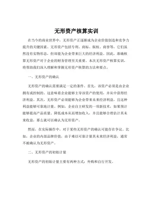 无形资产核算实训