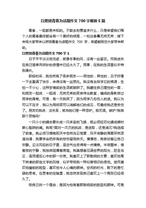 以燃烧青春为话题作文700字最新5篇