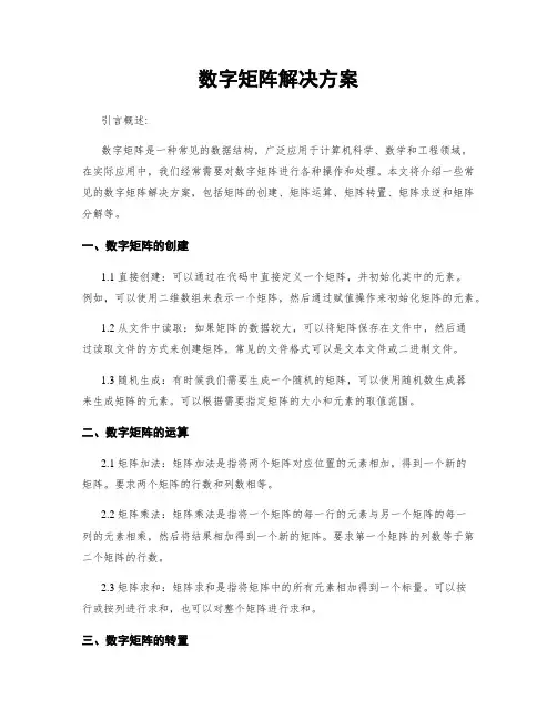 数字矩阵解决方案