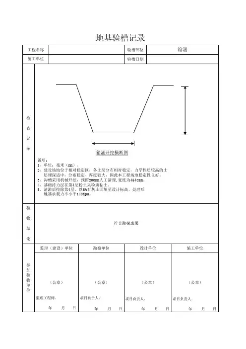市政地基验槽记录