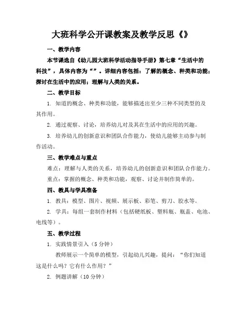 大班科学公开课教案及教学反思《机器人》