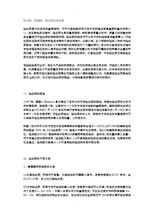 检出限、检测限、报出限具体详解