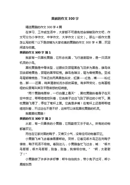 黄鹂的作文300字