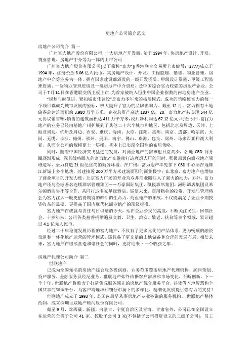 房地产公司简介范文