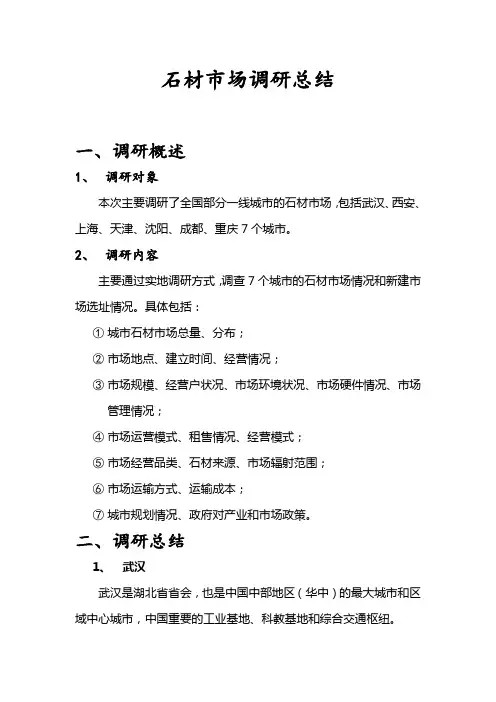 石材市场调研总结