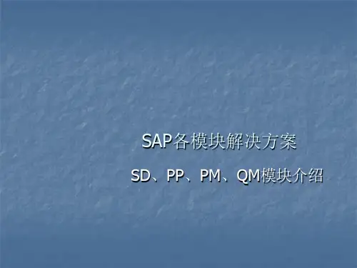 SAP-ERP模块SD、PP、PM、QM解决方案