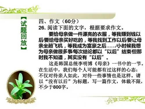 “没有以后”作文讲评 PPT课件