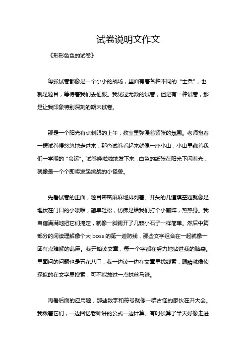 试卷说明文作文