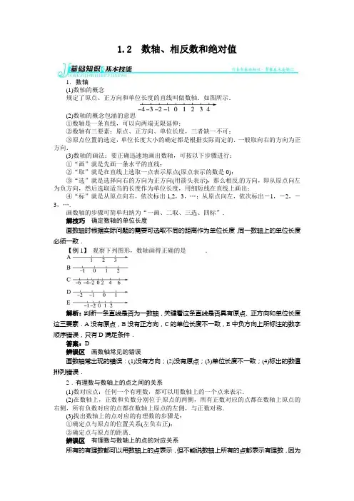 1.2数轴、相反数和绝对值例题与讲解