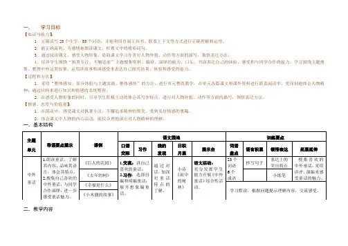 四年级下册第七单元整体备课