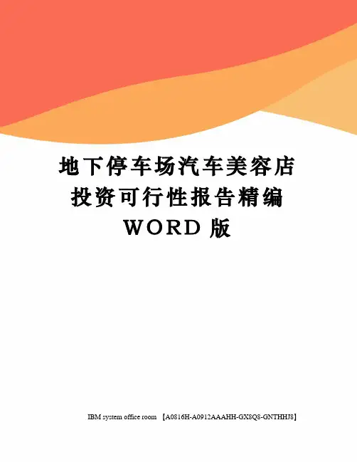 地下停车场汽车美容店投资可行性报告精编WORD版