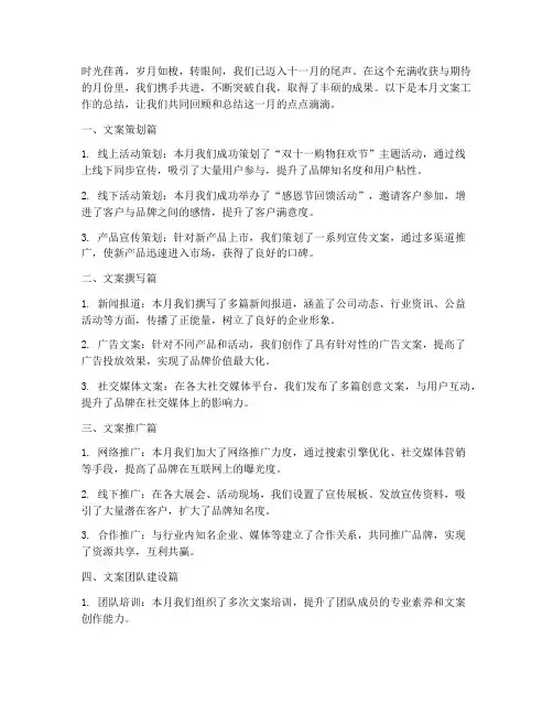 十一月文案总结范文