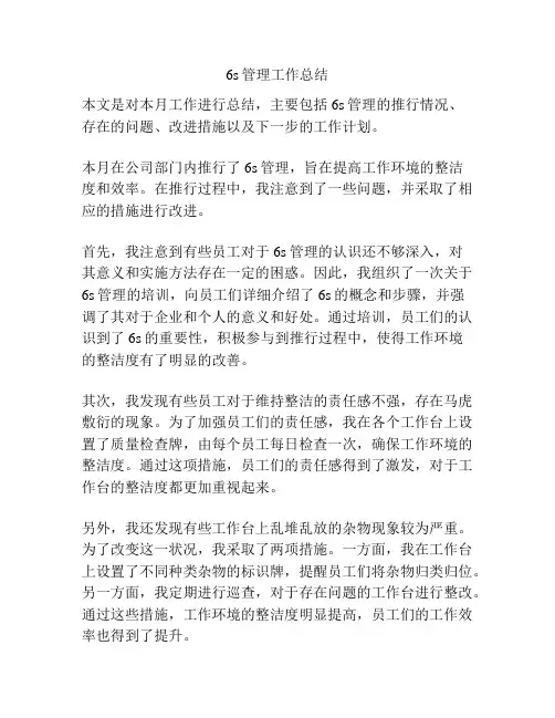6s管理工作总结