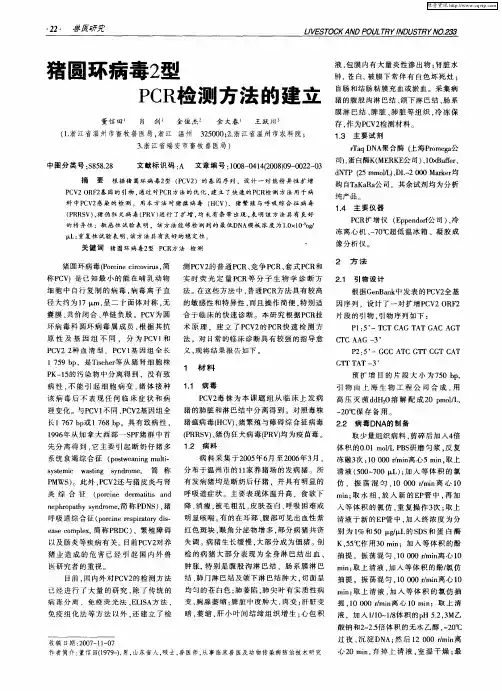 猪圆环病毒2型PCR检测方法的建立
