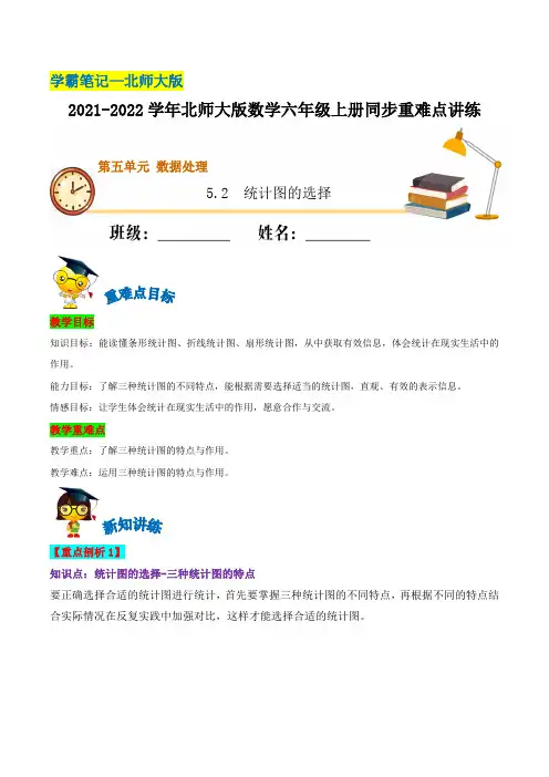 【学霸笔记】5.2统计图的选择—2021-2022学年六年级上册数学同步重难点讲练北师大版(含解析)
