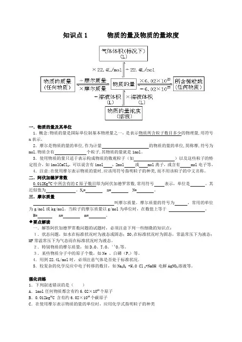 知识点一   物质的量