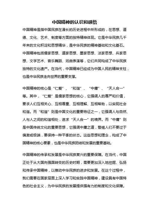 中国精神的认识和感悟