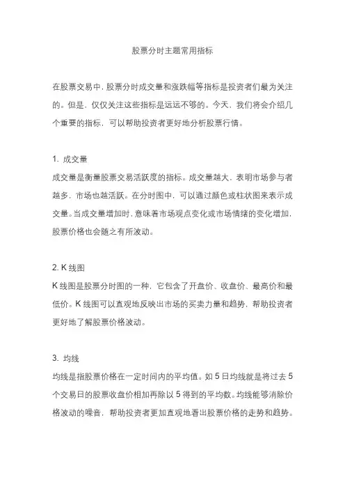 股票分时主题常用指标