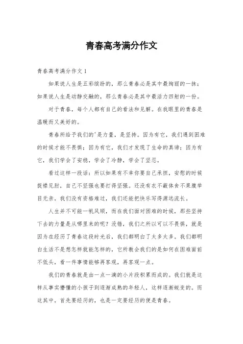 青春高考满分作文