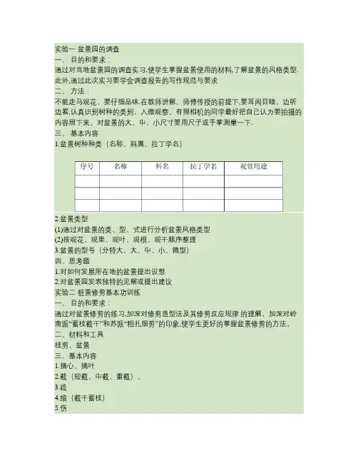盆景与插花艺术实验题目