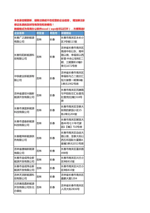 2020新版吉林省新能源工商企业公司名录名单黄页联系方式大全189家