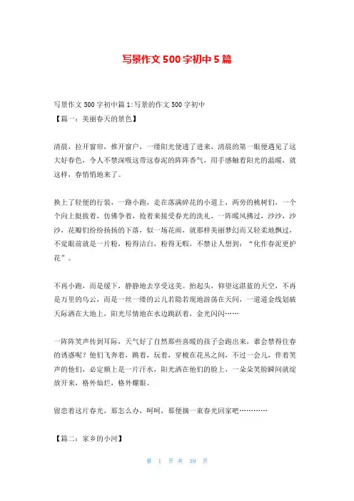 写景作文500字初中5篇
