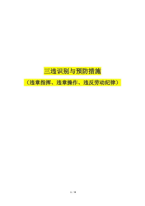 三违识别与预防控制措施(违章指挥、违章操作、违反劳动纪律)