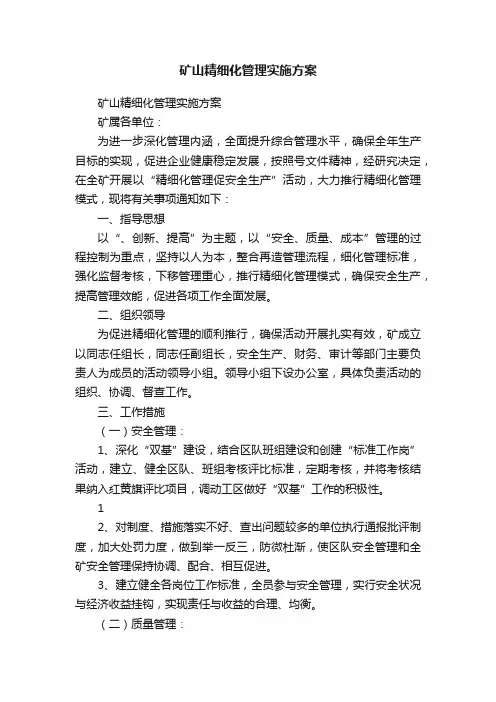 矿山精细化管理实施方案