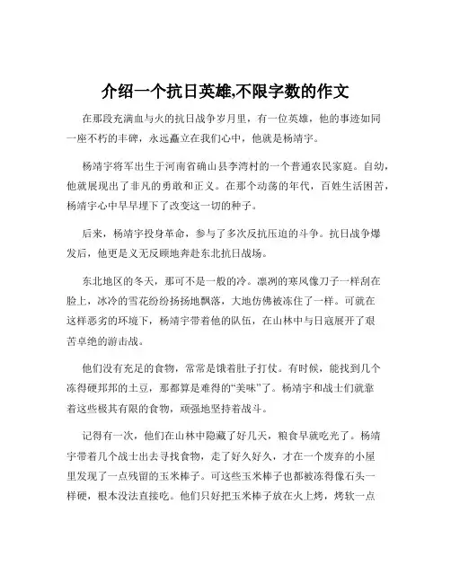 介绍一个抗日英雄,不限字数的作文
