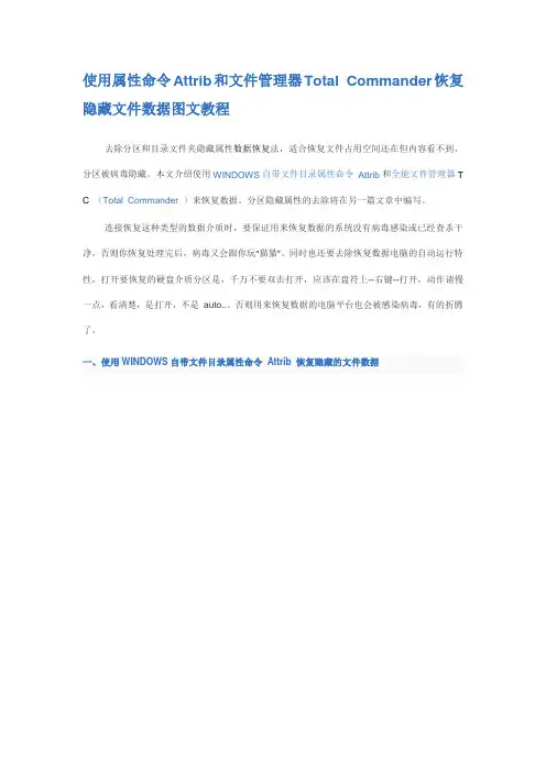 使用属性命令Attrib和文件管理器Total Commander恢复隐藏文件数据图文教程