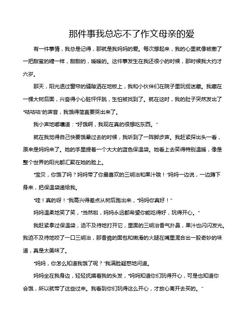 那件事我总忘不了作文母亲的爱