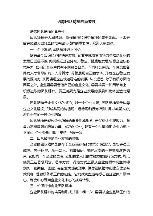 培养团队精神的重要性