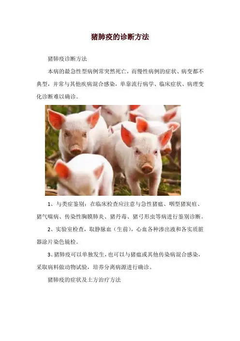 猪肺疫的诊断方法