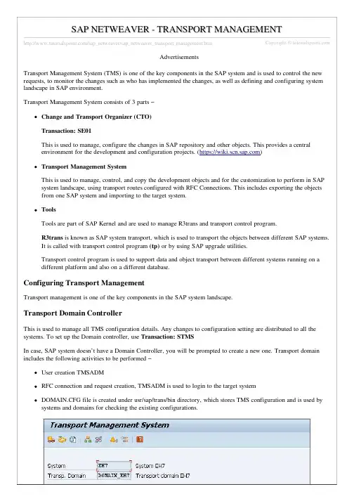 SAP NetWeaver 传输管理系统指南说明书