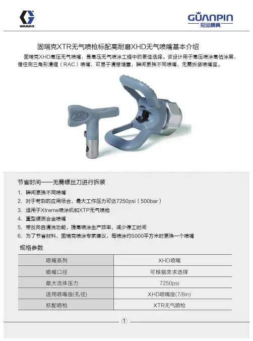 固瑞克XTR无气喷枪标配高耐磨XHD无气喷嘴基本介绍