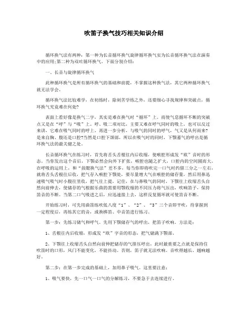 吹笛子换气技巧相关知识介绍