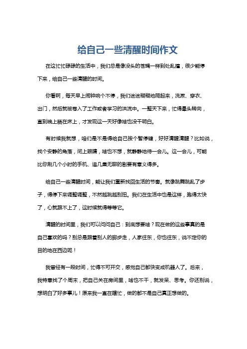 给自己一些清醒时间作文