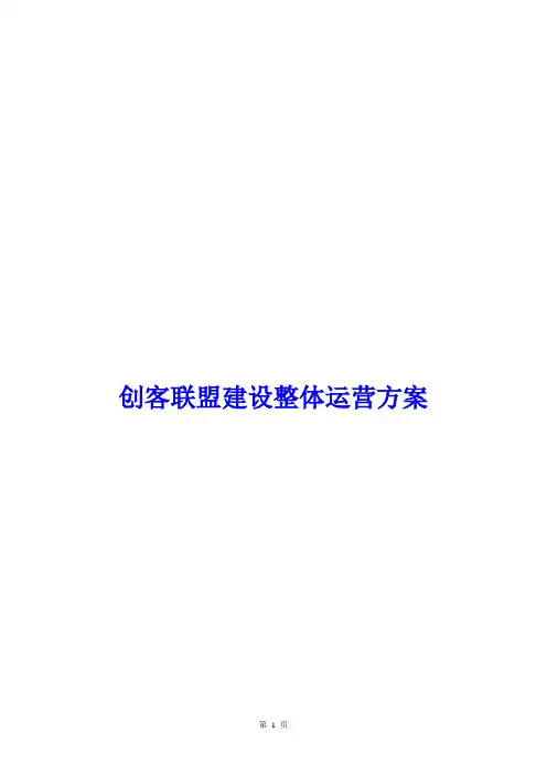 【最新精品推荐】创客联盟建设整体运营方案