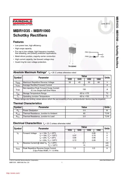 MBR1050;MBR1045;MBR1060;MBR1035;中文规格书,Datasheet资料