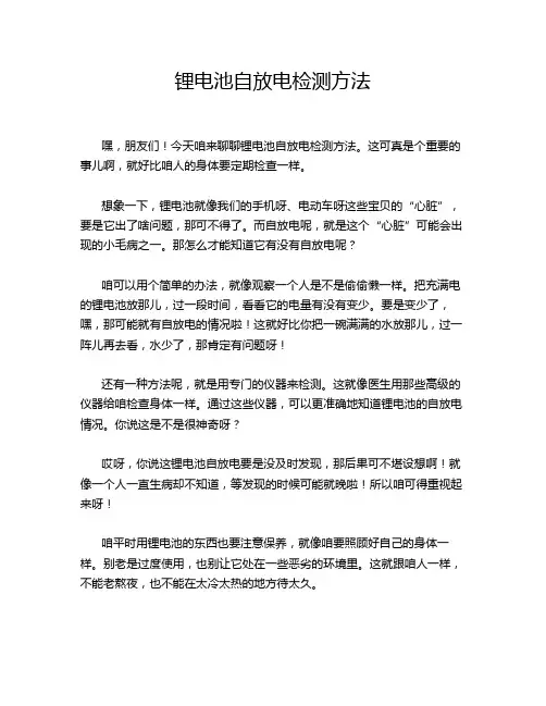 锂电池自放电检测方法