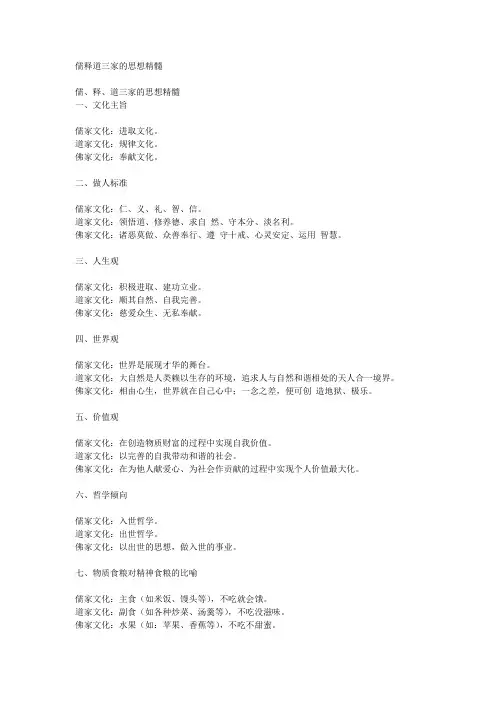 儒释道三家的思想精髓