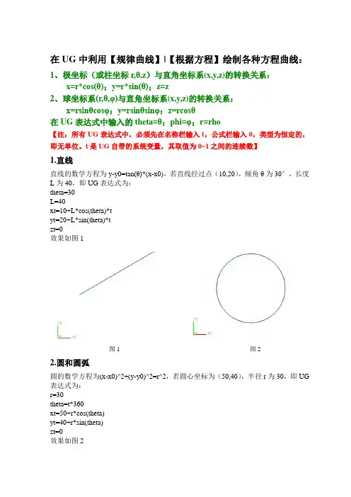 的UG方程曲线及详细表达式