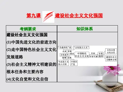 2019届高考政治总复习第四单元发展中国特色社会主义文化第九课建设社会主义文化强国课件新人教版必修3