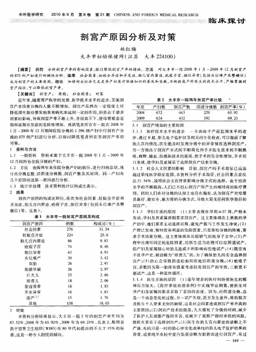 剖宫产原因分析及对策